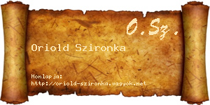Oriold Szironka névjegykártya